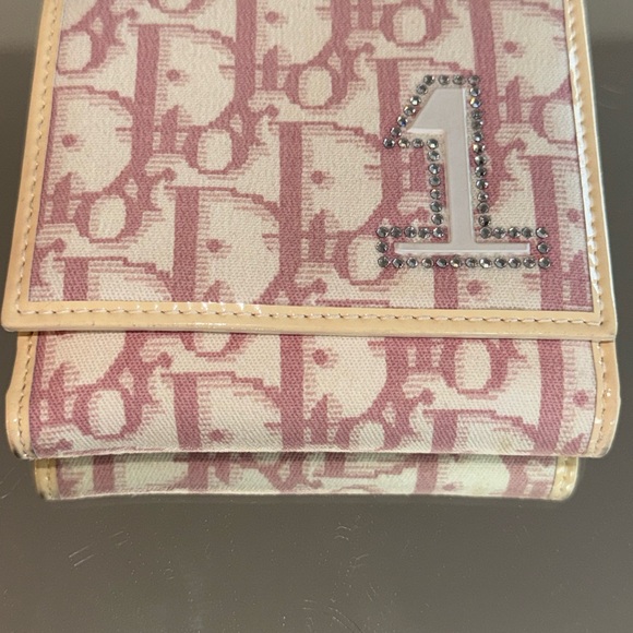 Dior Pink and White Monogram Wallet - Picture 1 of 6